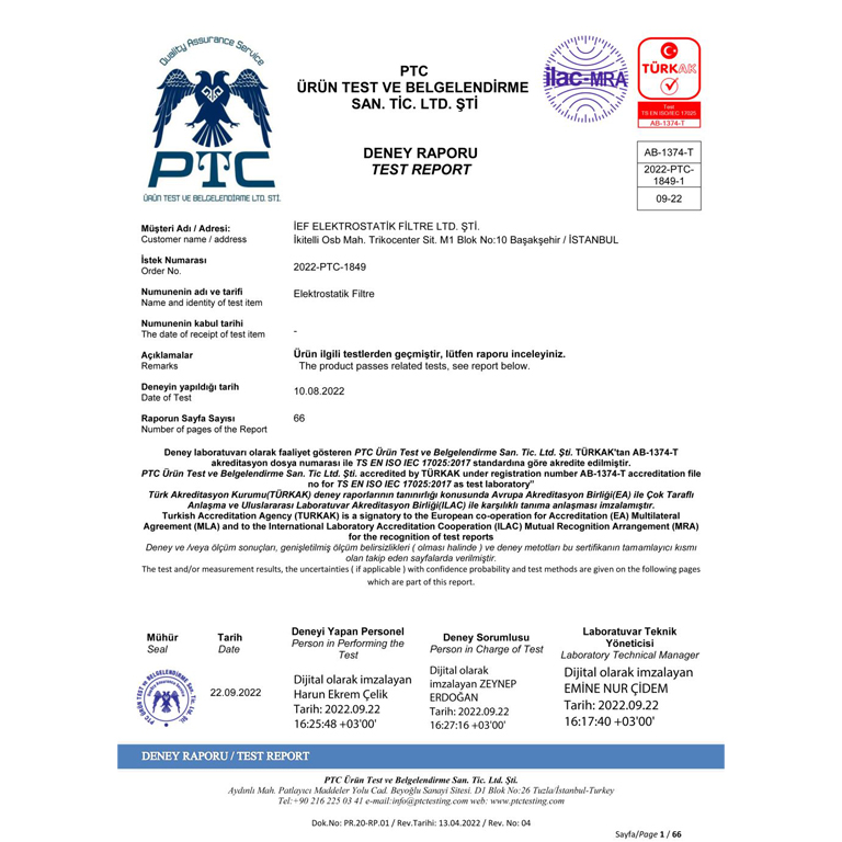 Deney Raporu / Test Report